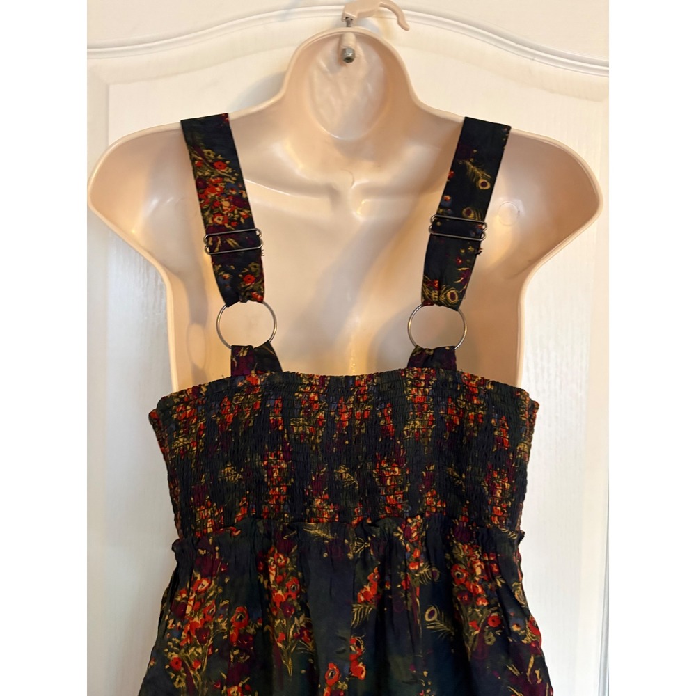 Natural Life Wide Leg Jumpsuit Womens Medium Black Floral NEW Smocked Strappy - Picture 6 of 8